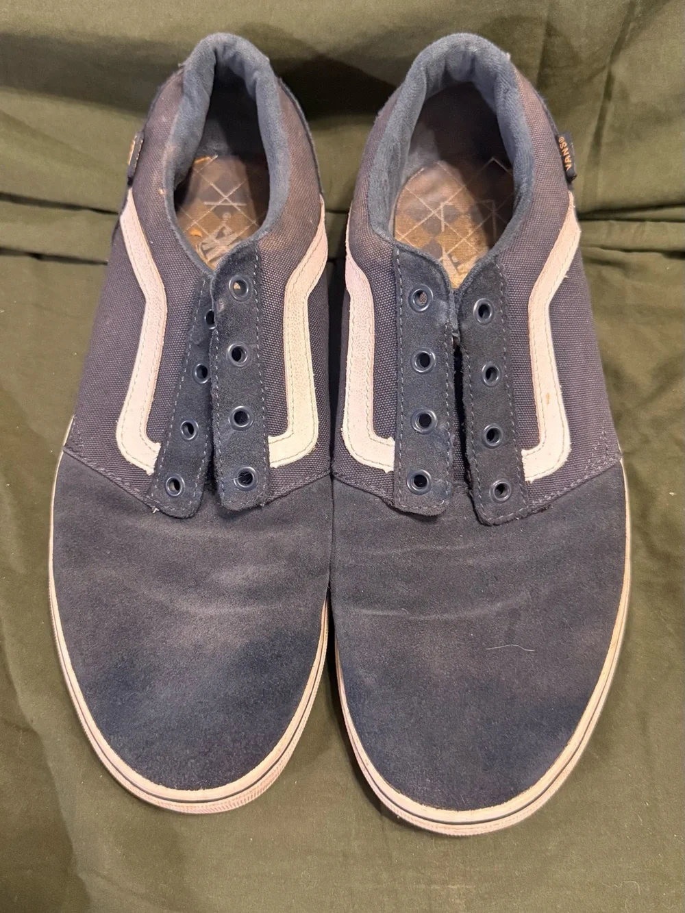 Vans Navy and White Low-Top Skate Sneakers